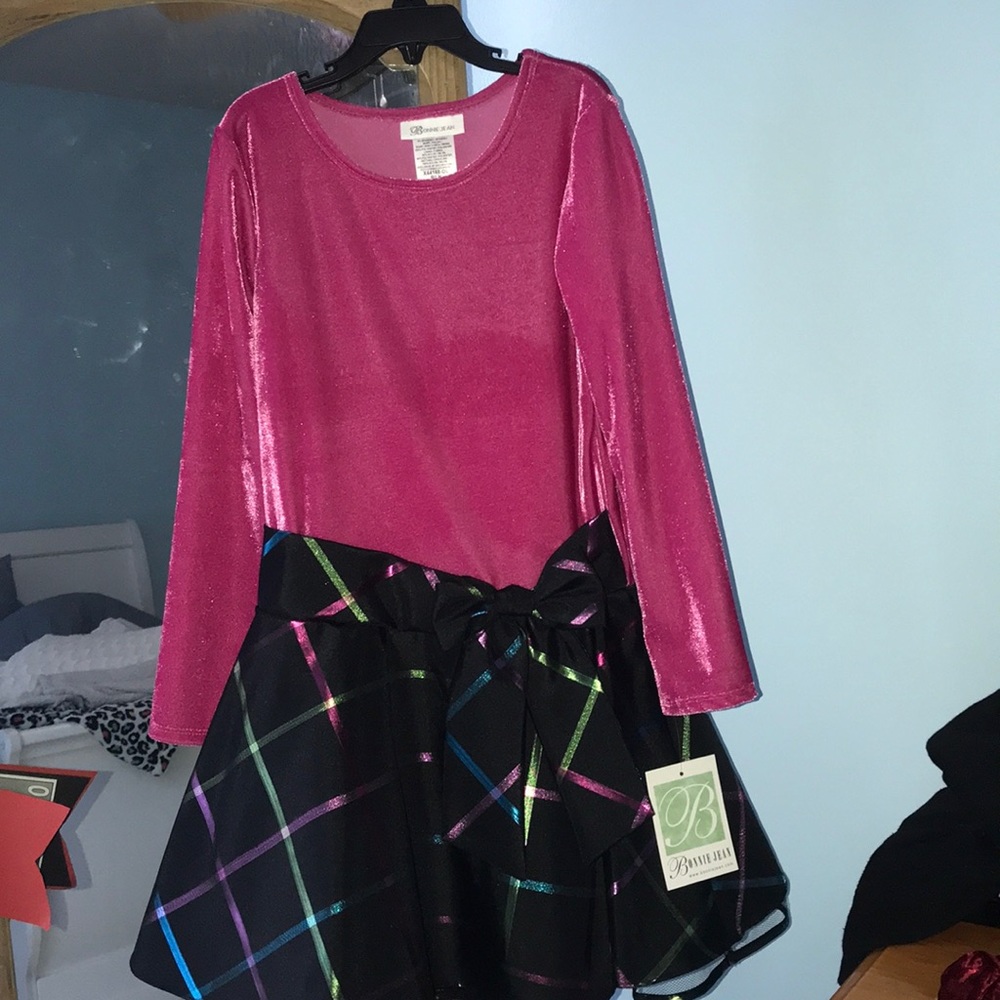Pink & Black Velvet Dress